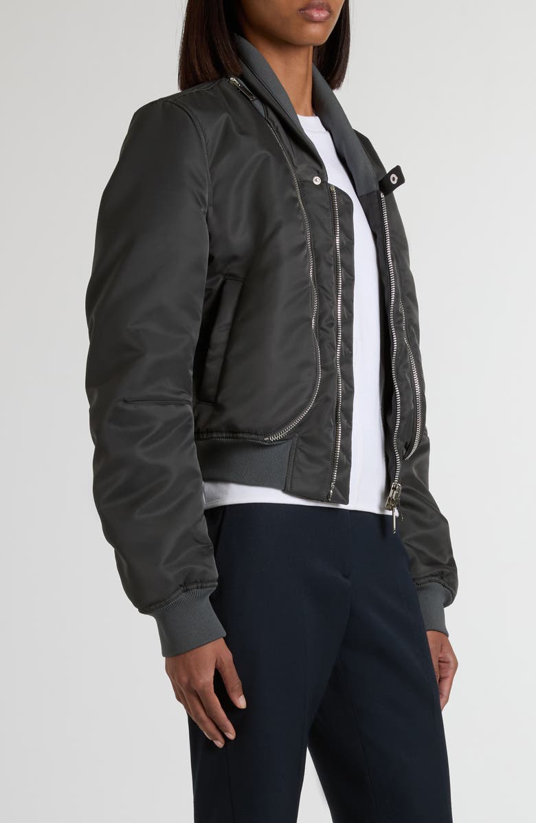 McQueen Zip Pocket Nylon Bomber Jacket, Alternate, color, Grey