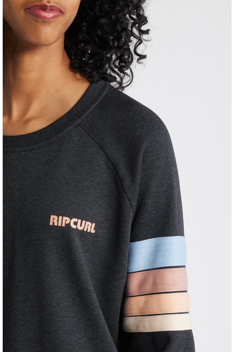 High Tide Stripe Raglan Sleeve Sweatshirt, Alternate, color, BLACK MARLE