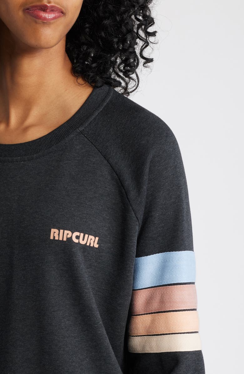 Rip Curl High Tide Stripe Raglan Sleeve Sweatshirt, Alternate, color, Black Marle