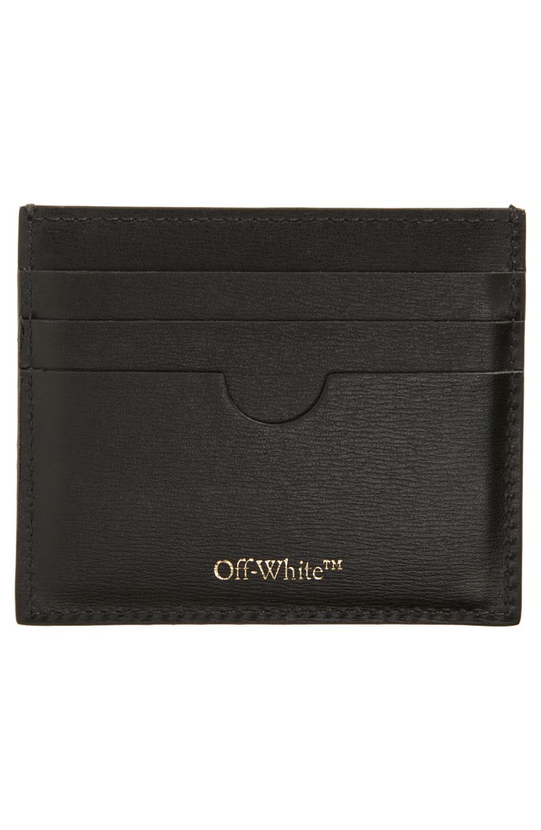 Off-White Jitney Life's Work Quote Simple Leather Card Case, Alternate, color,