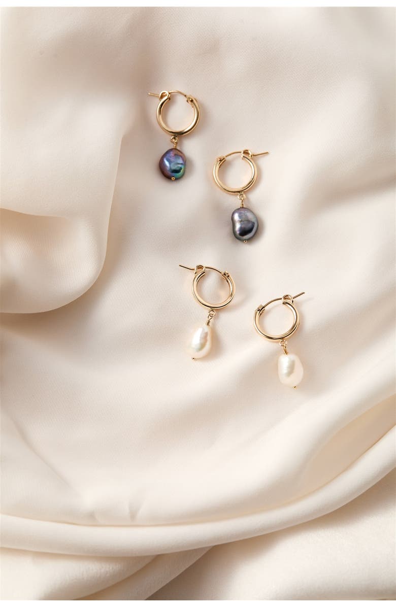 Set & Stones Adelle Pearl Hoop Earrings, Alternate, color, Gold / Peacock