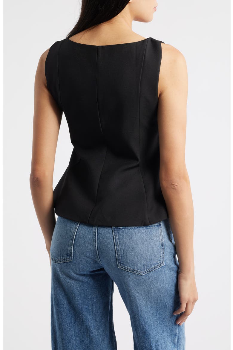 Maron Square Neck Sleeveless Peplum Top, Alternate, color, BLACK