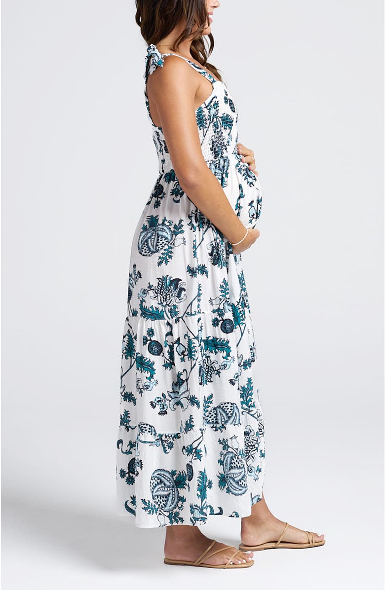 Angel Maternity Maternity Lilliana Dress in Emerald Green Print, Alternate, color, Emerald Green Print