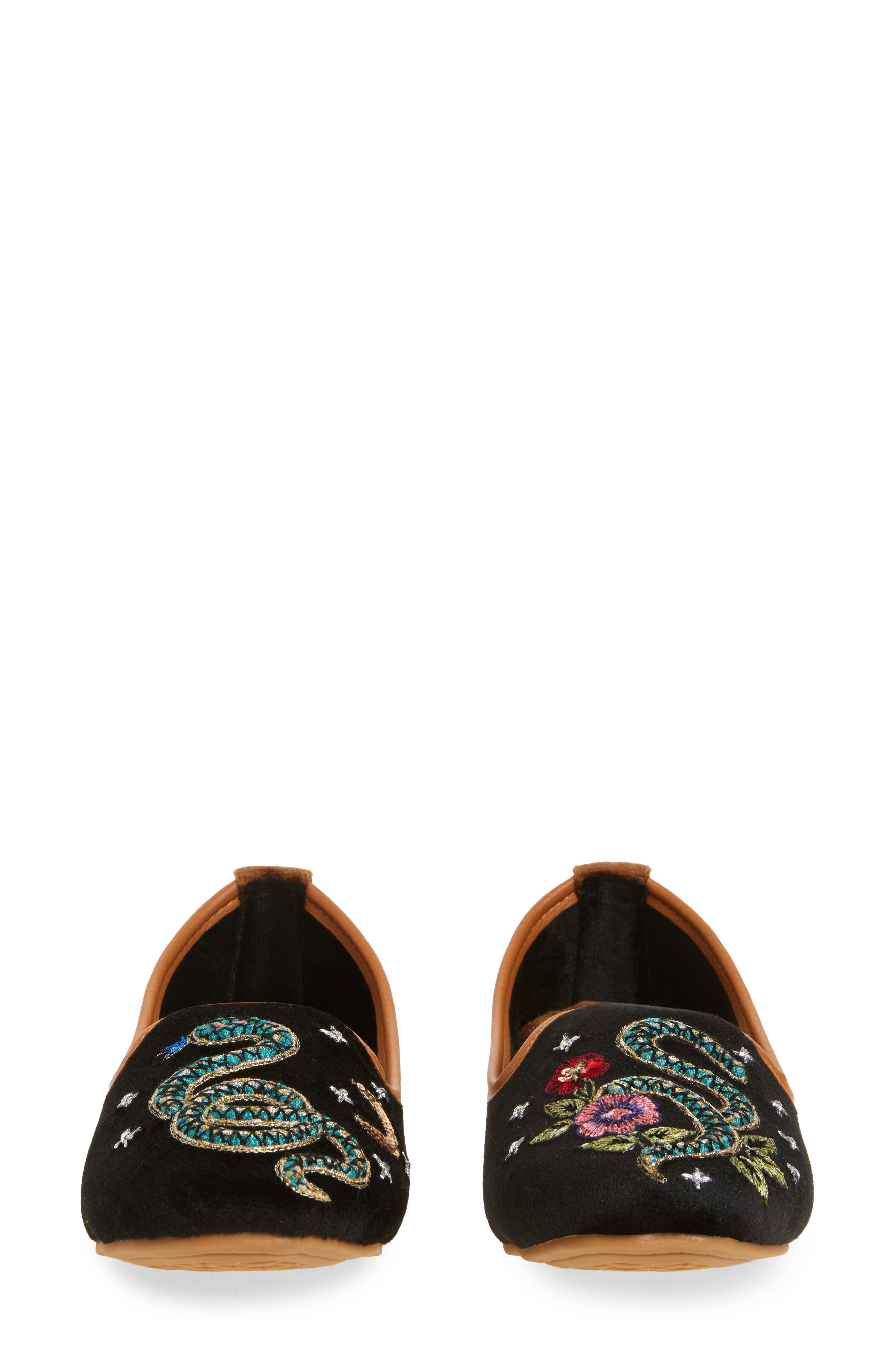 FUCHSIA Viper Mismatched Embroidered Loafer, Alternate, color, Black