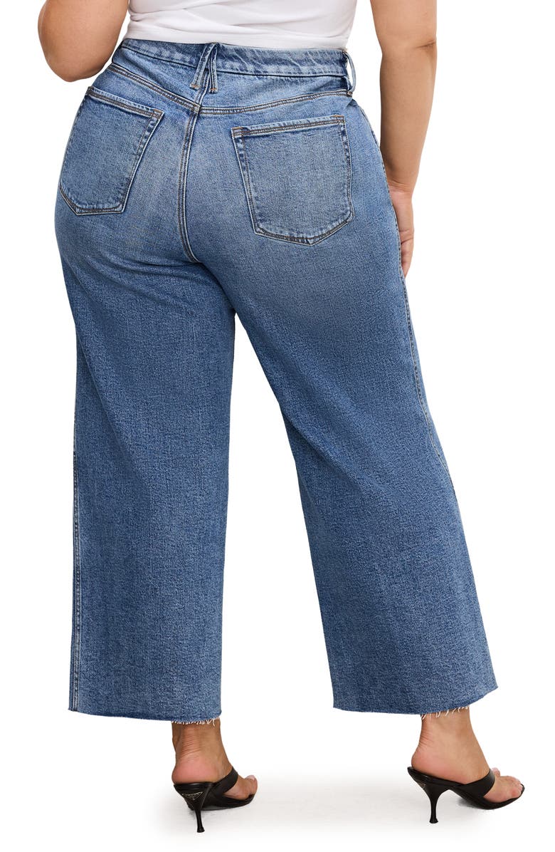 Good American Good Skate Ankle Wide Leg Jeans, Alternate, color, Indigo978