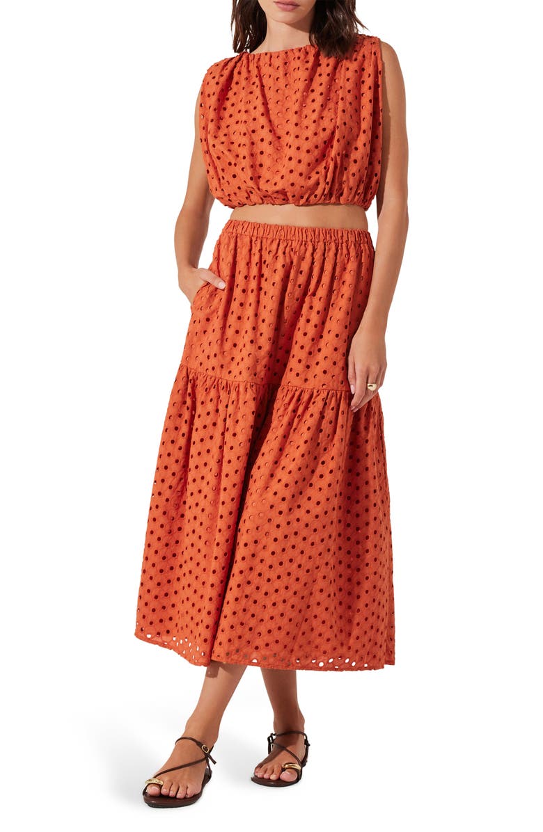 ASTR the Label Nalley Sleeveless Eyelet Top, Alternate, color, Rust