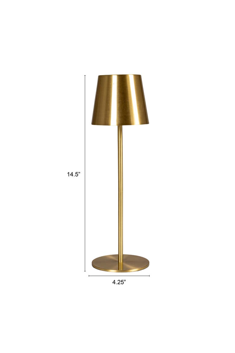 Metal LED Rechargeable Table Lamp with Touch Sensor, Brushed Brass Finish, Alternate, color, Brass