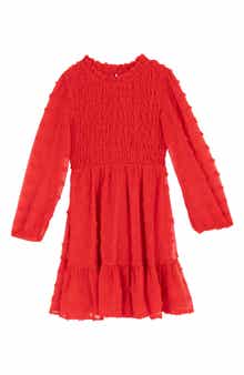 Rare Editions Kids' Clip Dot Chiffon Smocked Dress