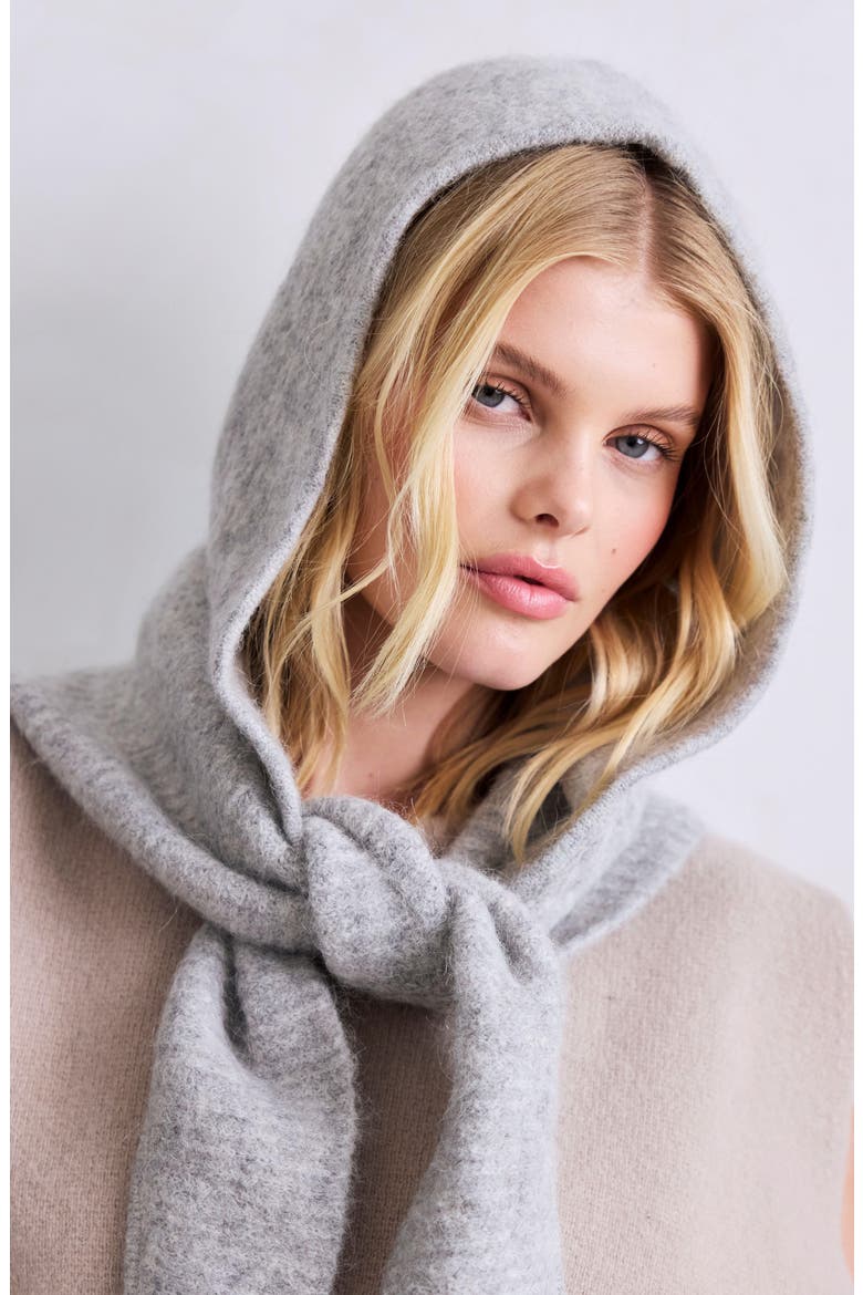The Alpaca Blend Hooded Scarf, Alternate, color, BLIZZARD GREY