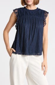 DR2 by Daniel Rainn Flutter Sleeve Lace Top