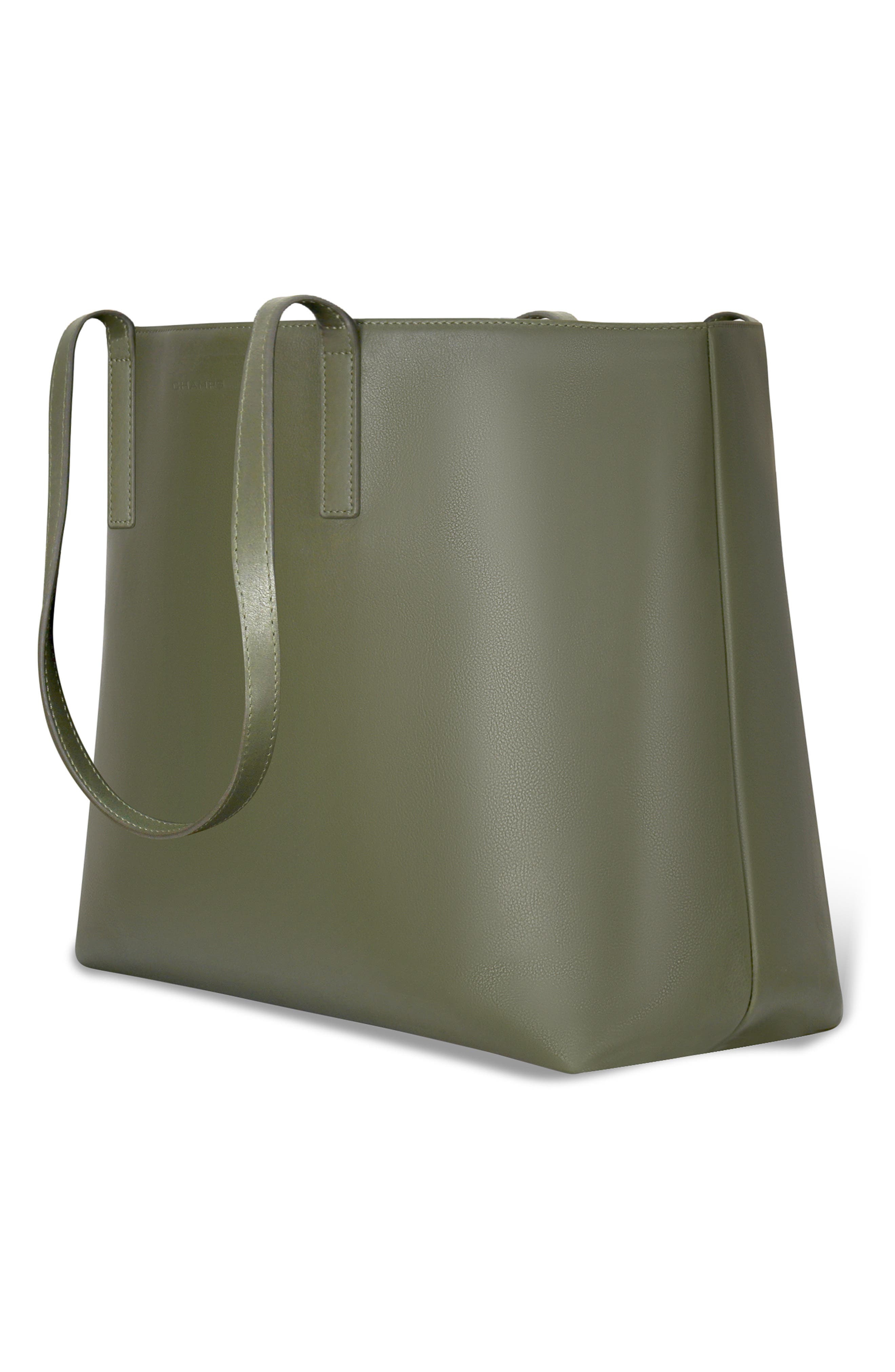 Onyx Leather Open Tote, Alternate, color, KHAKI