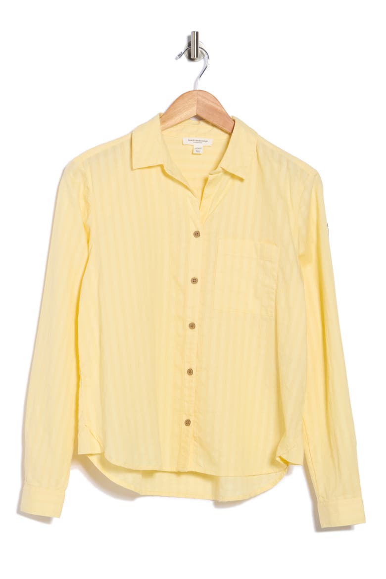 Candace Stripe Cotton Button-Up Shirt, Alternate, color, PALE BANANA
