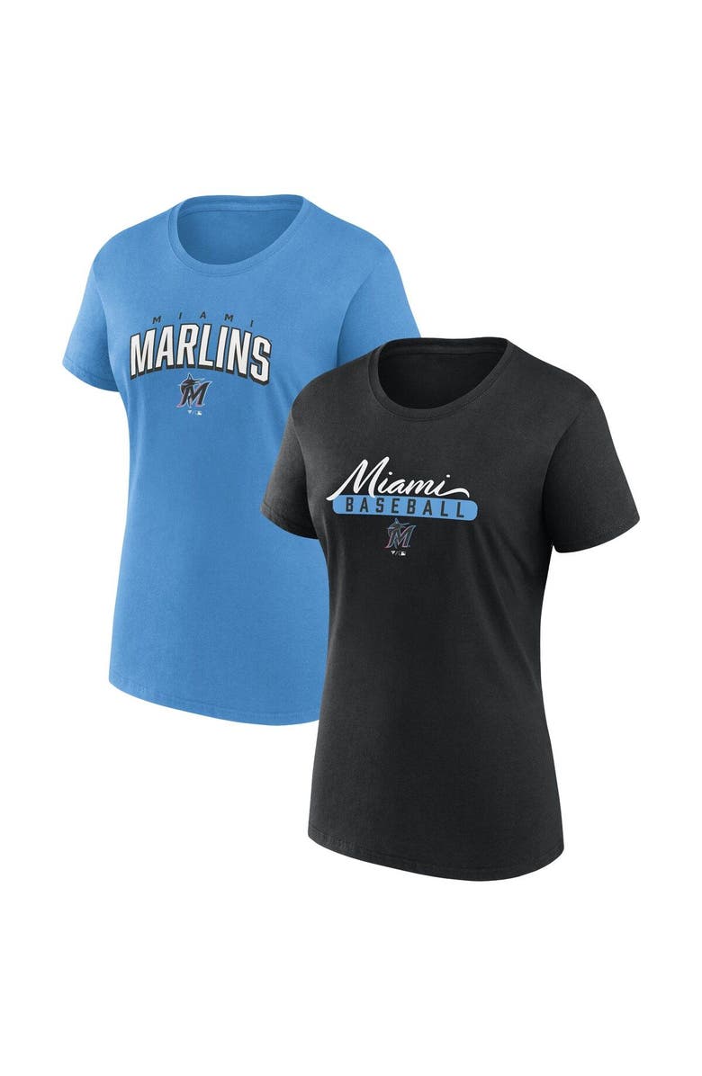 FANATICS Women's Fanatics Branded Black/Blue Miami Marlins Fan T-Shirt Combo Set, Alternate, color, 