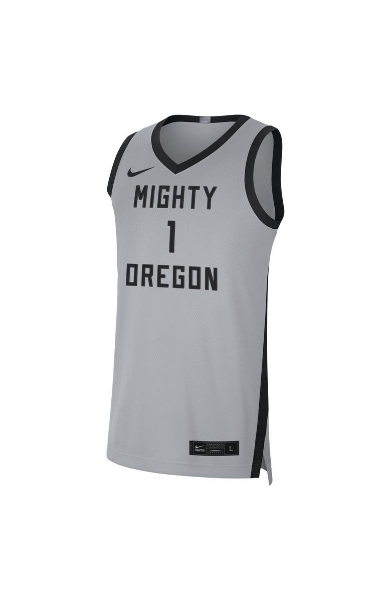 Nike Men's Nike #1 Gray/Black Oregon Ducks Limited Basketball Jersey, Alternate, color, Gray