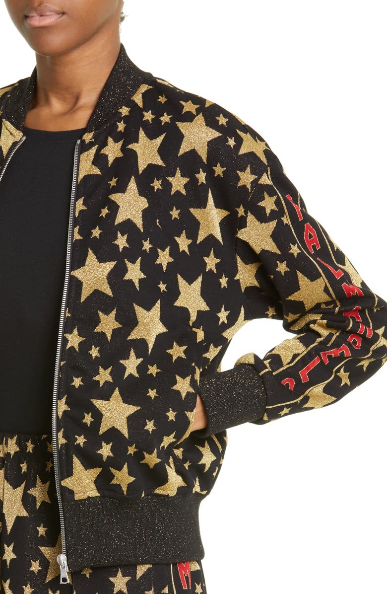 Palm Angels Star Metallic Jacquard Bomber Track Jacket, Alternate, color, 
