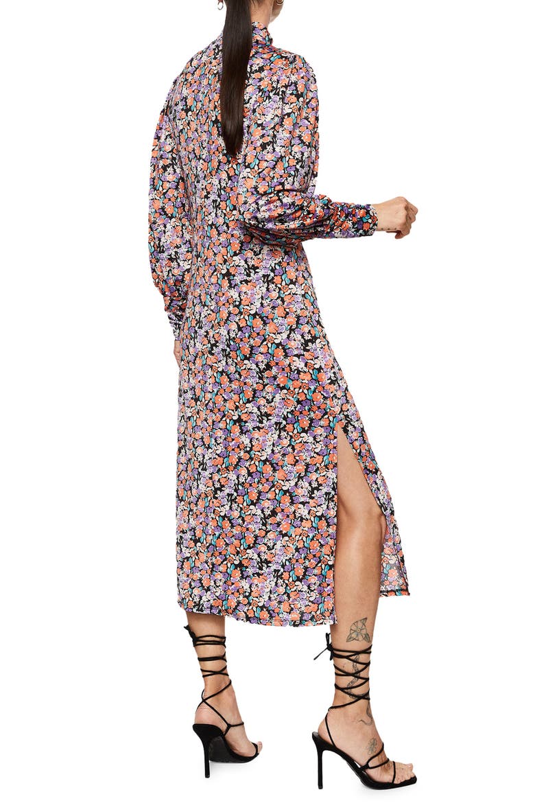 Floral Print Long Sleeve Midi Dress, Alternate, color, PINK