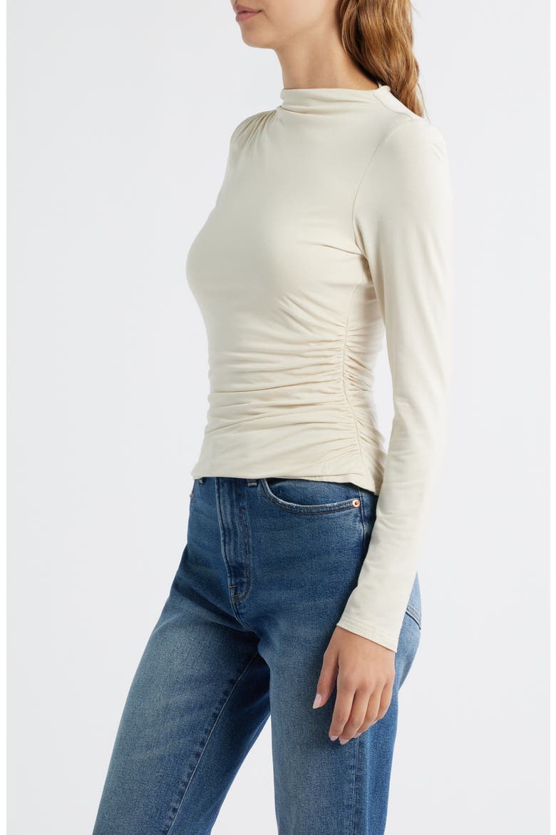 Joelle Ruched Funnel Neck Top, Alternate, color, IVORY