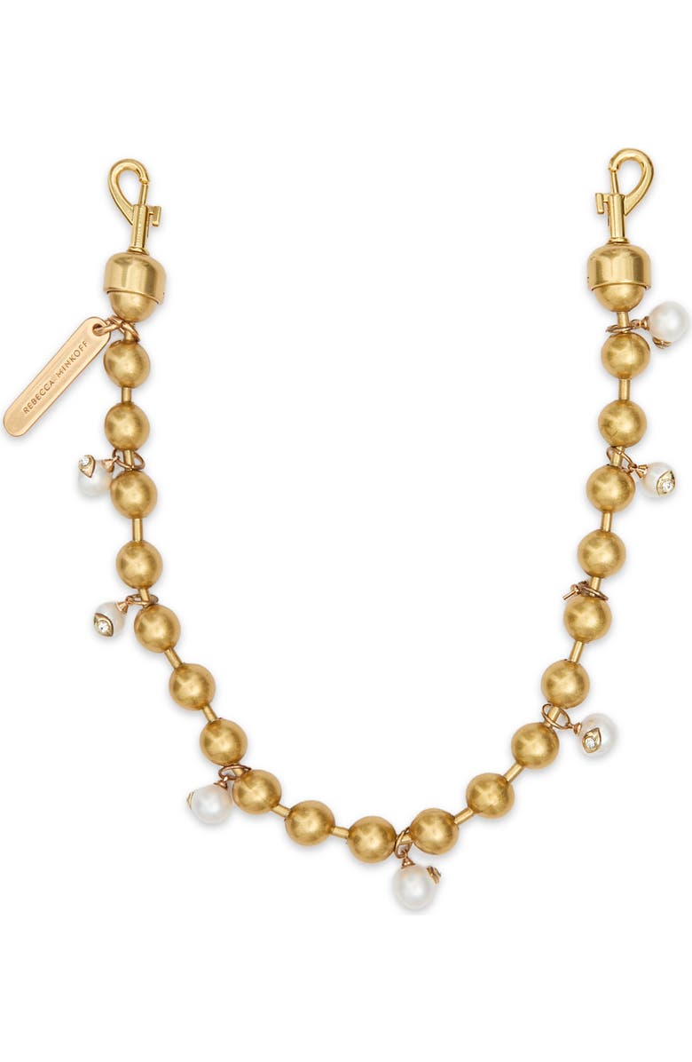 Rebecca Minkoff Evil Eye Faux Pearl Swag Bag Charm, Main, color, Gold