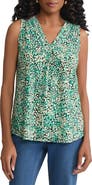 Jones New York Abstract Print Pleat Front Sleeveless Top