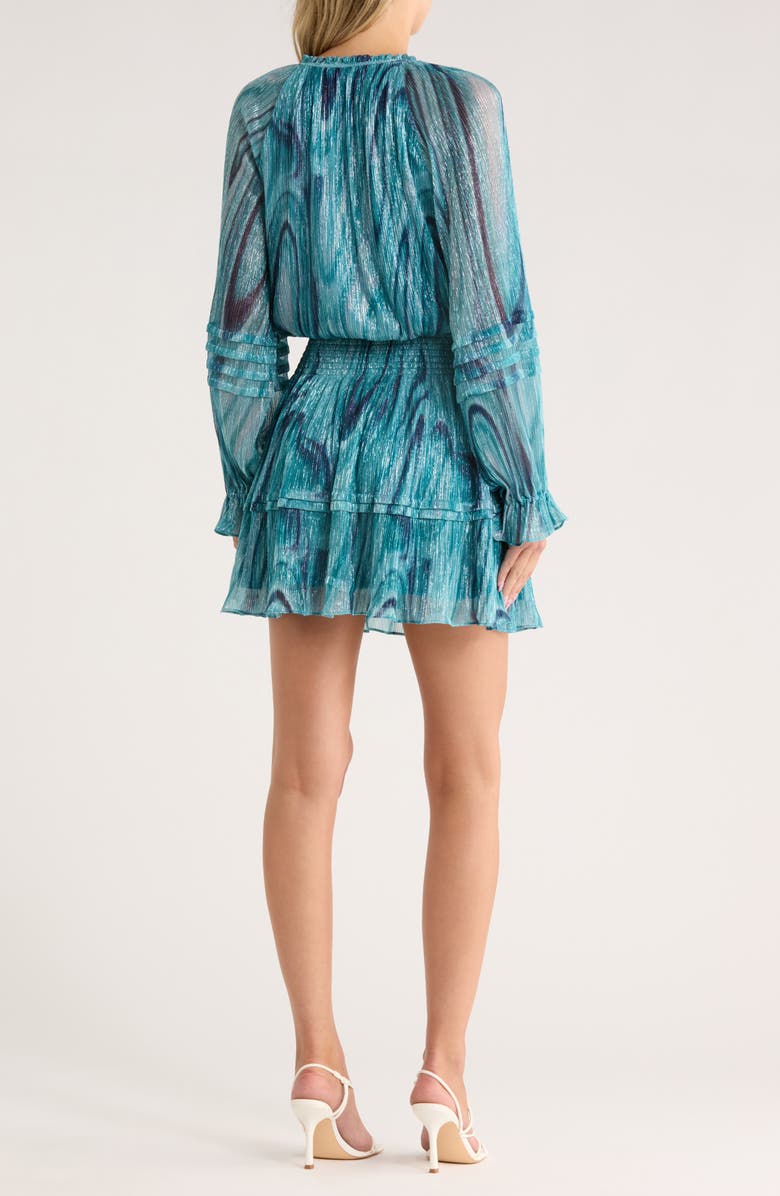 Ramy Brook Reneta Long Sleeve Minidress, Alternate, color, Teal Multi