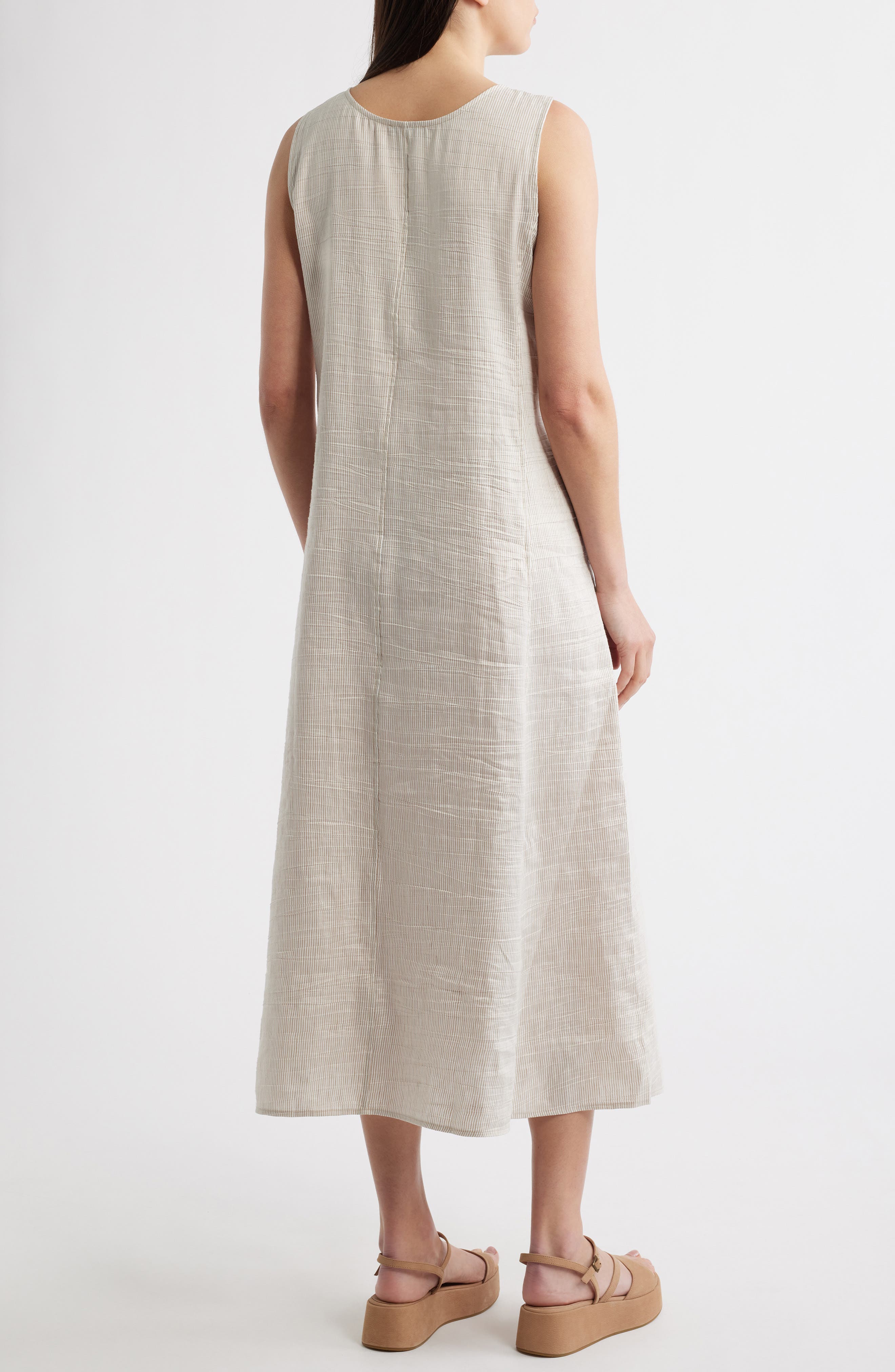 linen dress grey Eileen Fisher Scoop Neck Blend (Women) 30CM2025DRESS