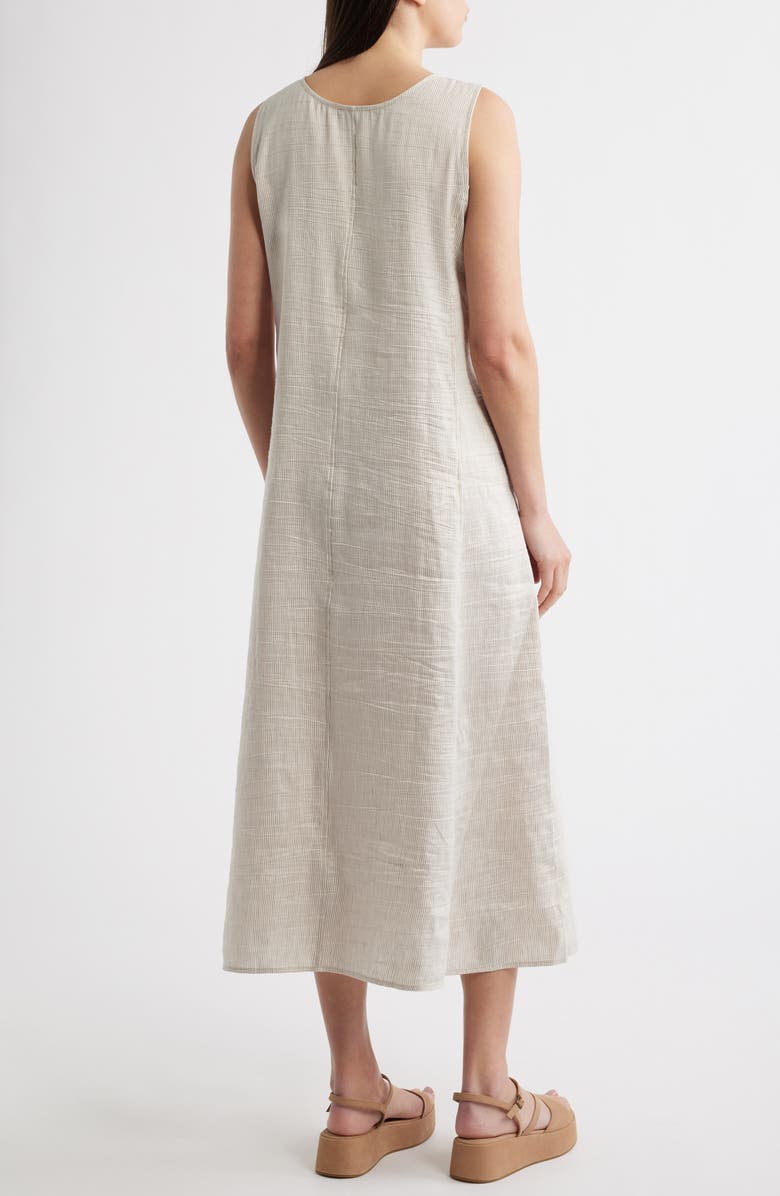 Eileen Fisher Scoop Neck Linen Blend Dress, Alternate, color, Wheat
