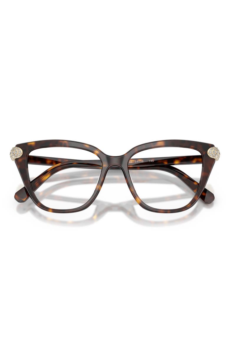 Swarovski 54mm Cat Eye Optical Glasses, Alternate, color, Havana/ Demo Lens