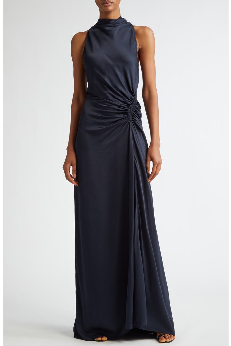 Inez Funnel Neck Gown, Main, color, DARK SAPPHIRE
