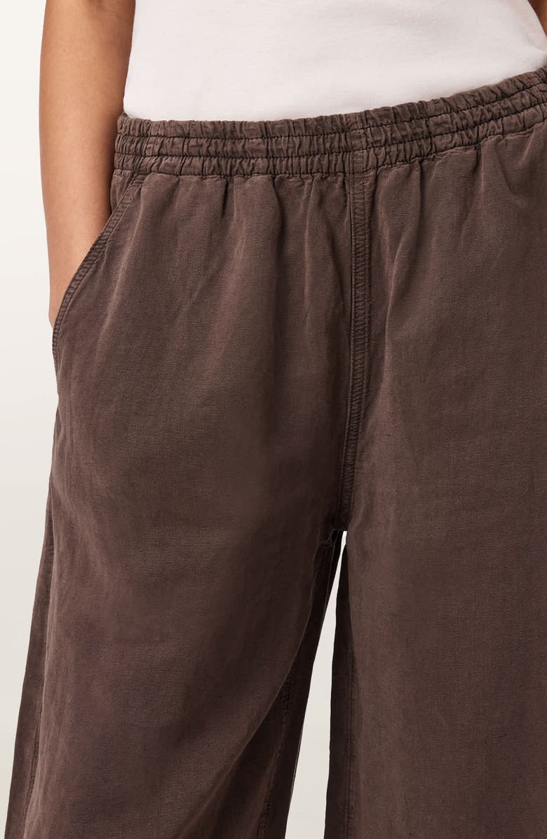 AllSaints Jett Wide Leg Pull-On Pants, Alternate, color, Plum Brown