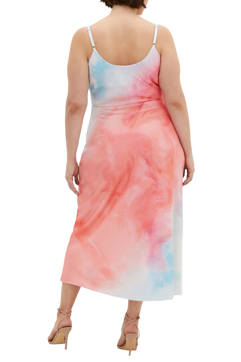 Mali Print Satin Cocktail Dress, Alternate, color, SUNSET OMBRE
