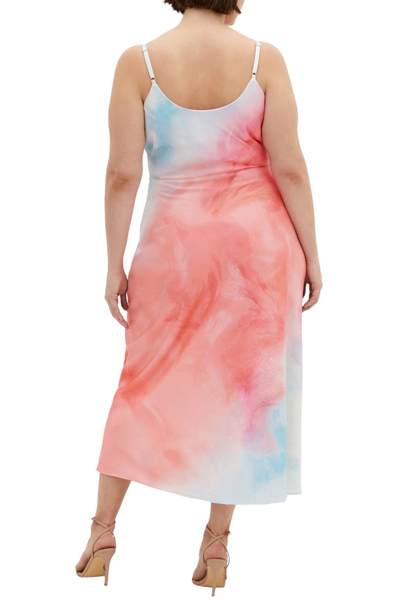 City Chic Mali Print Satin Cocktail Dress, Alternate, color, Sunset Ombre