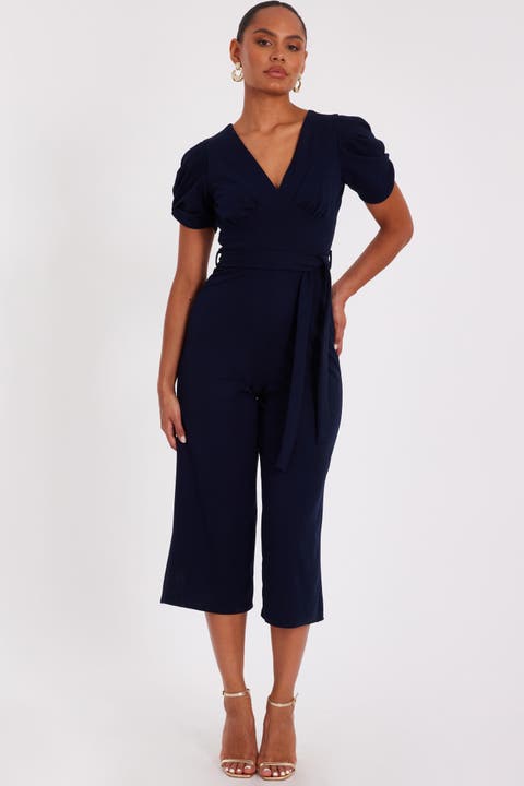 Scuba Crepe Cap Sleeve Wrap Jumpsuit