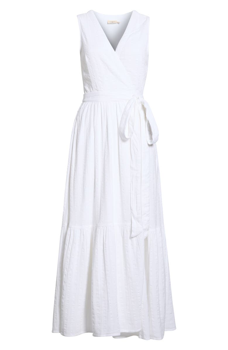 Faherty Dune Cotton Gauze Sleeveless Wrap Dress, Main, color, White