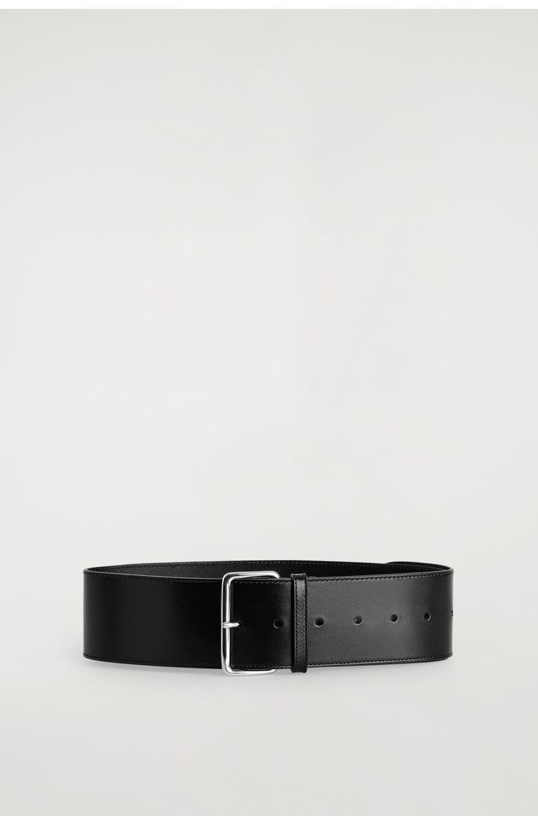 COS Wide Leather Belt, Alternate, color, Black