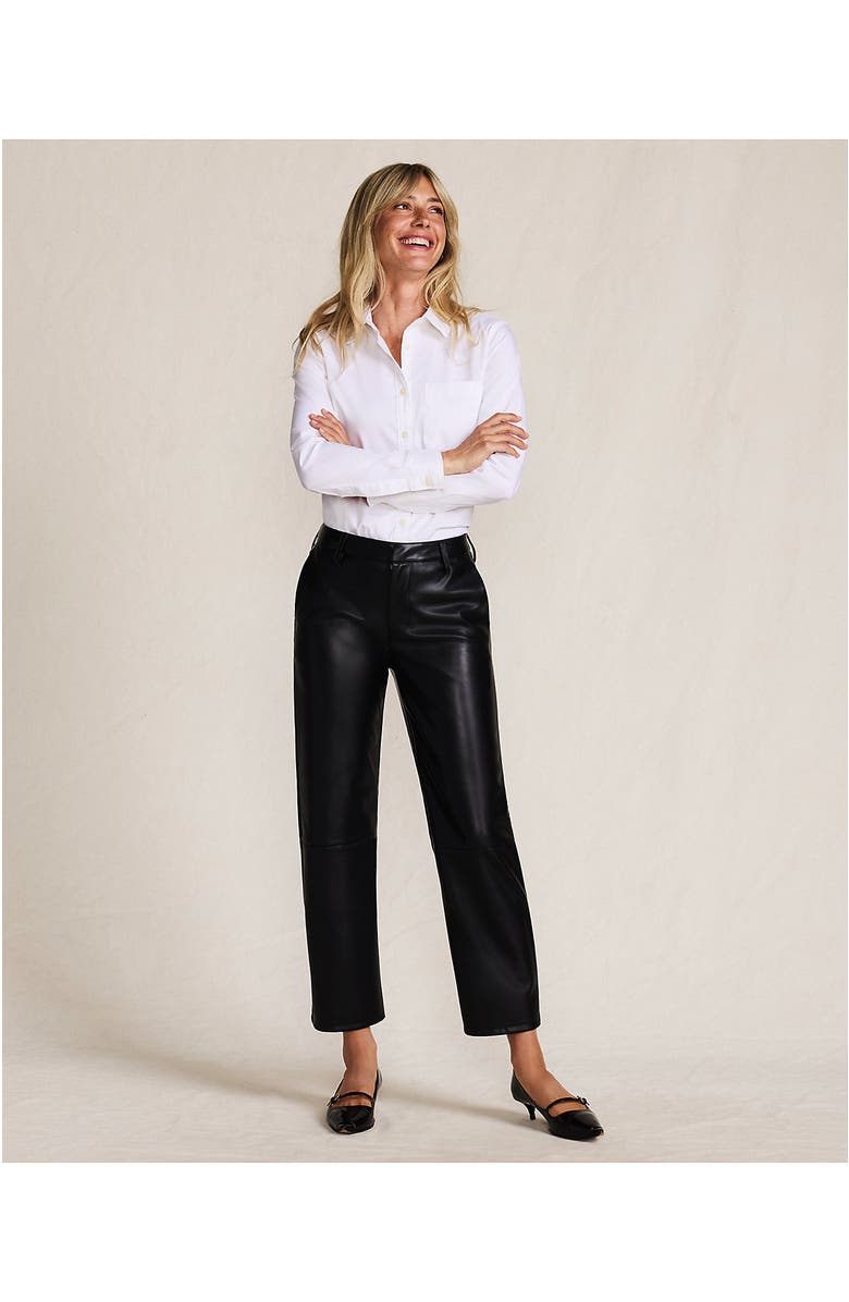 Lands' End Women Faux Leather Mid Rise Relaxed Straight Leg Crop Pants, Alternate, color, 