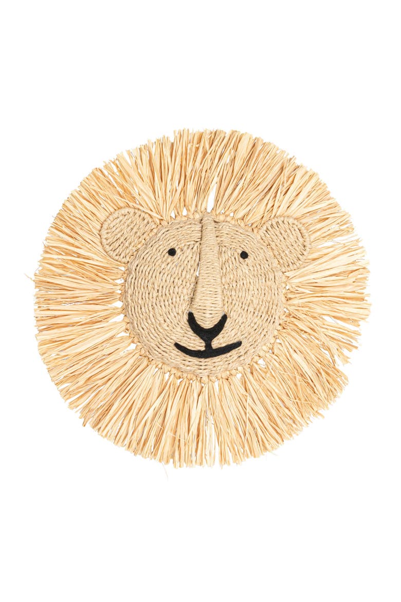 Savannah King Raffia Lion Wall Art, Natural, Alternate, color, Natural