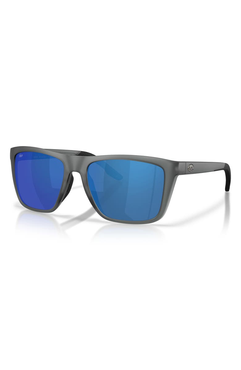 Costa Del Mar Mainsail XL 59mm Mirrored Polarized Square Sunglasses, Alternate, color, Gray Smoke / Blue Mirror 580P