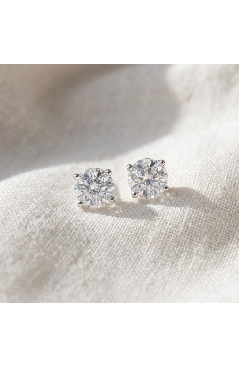 Bliss Diamond 2 Ct TW Round Lab Grown Diamond Studs 14K Gold With Screw Backs, Alternate, color, 14K White Gold