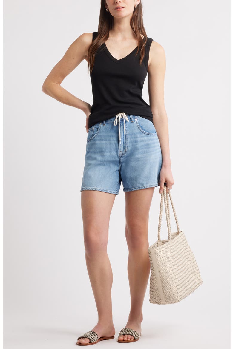V-Neck Cotton Blend Tank Top, Alternate, color, BLACK