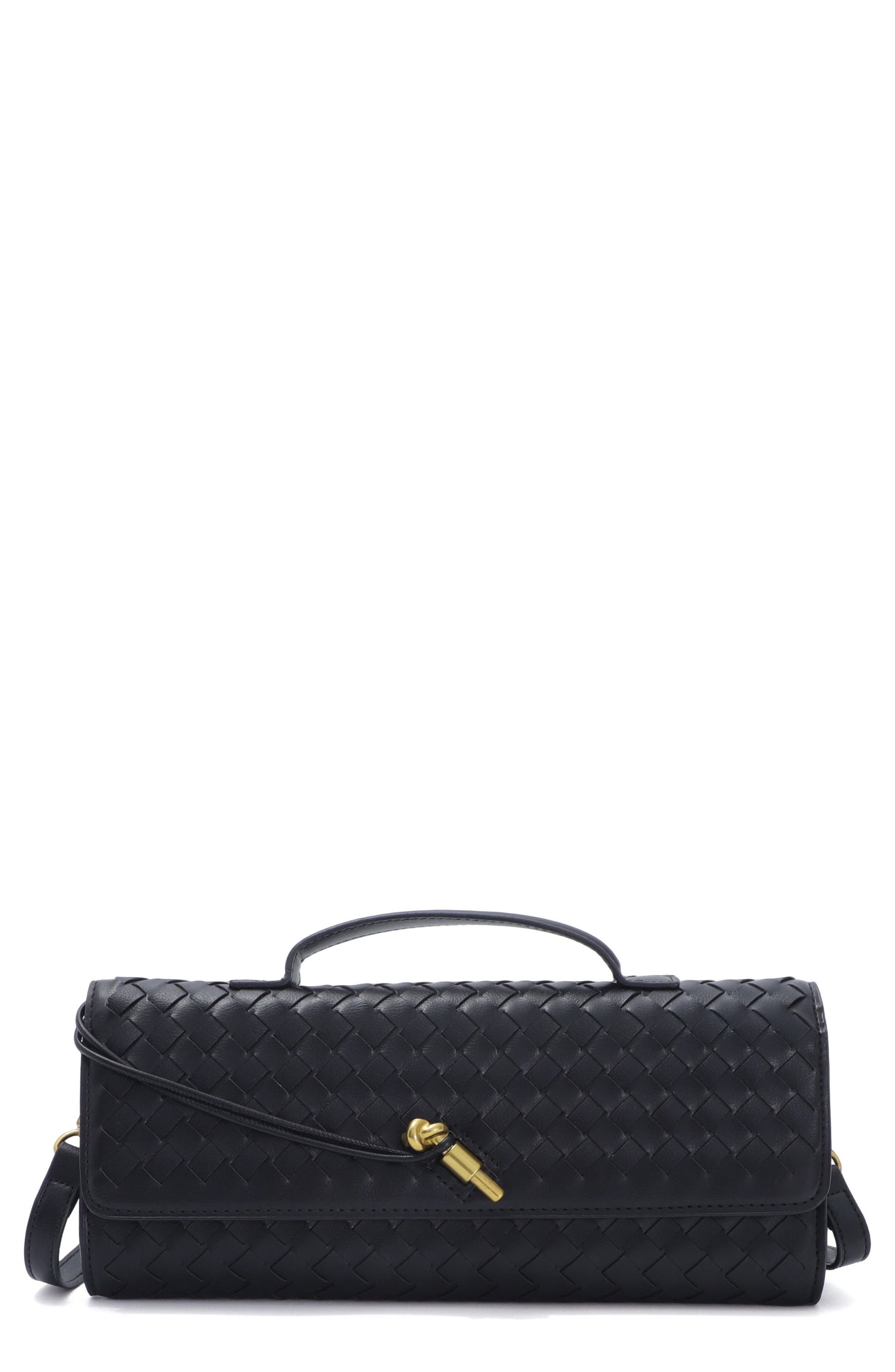 Adornia Black Woven Baguette Bag