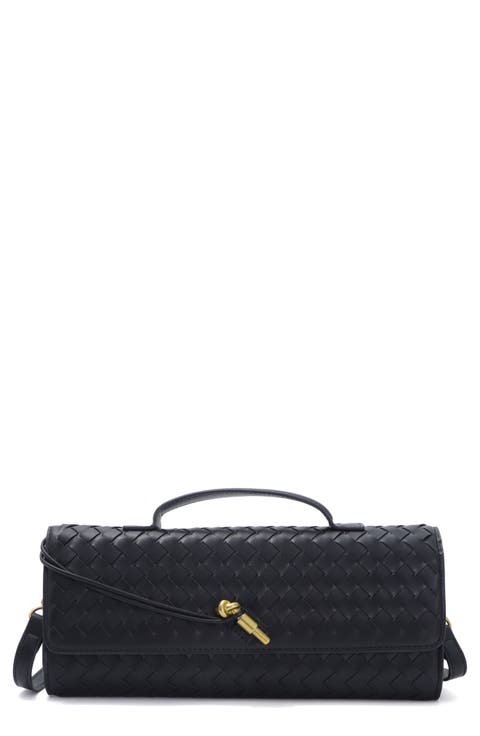 Black Woven Baguette Bag