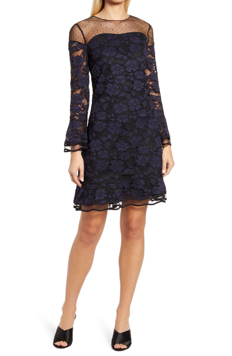 Shani Illusion Neck Lace A-Line Dress, Main, color, 