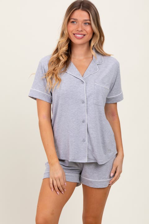 Short Sleeve Button Down Shirt Shorts Set