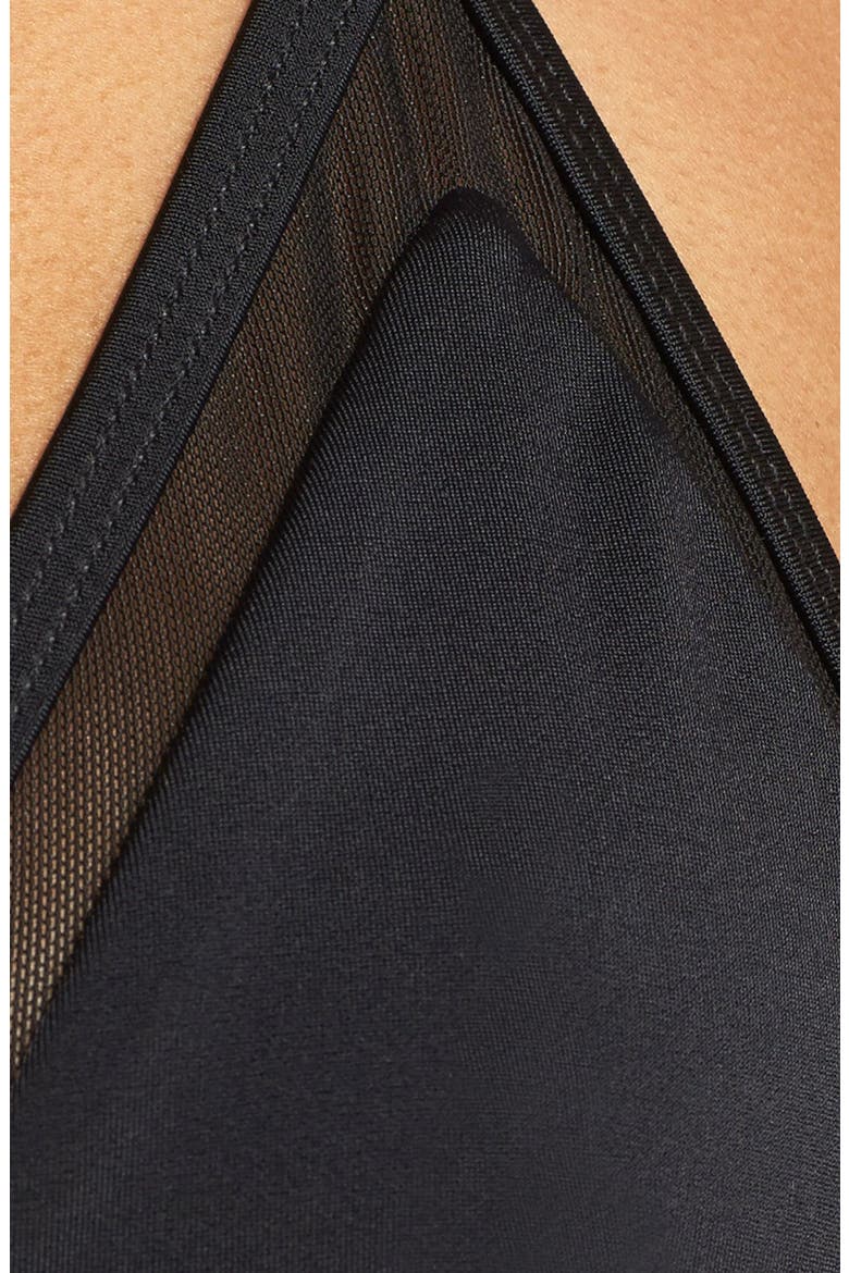 Mesh Inset Triangle Bikini Top, Alternate, color, BLACK