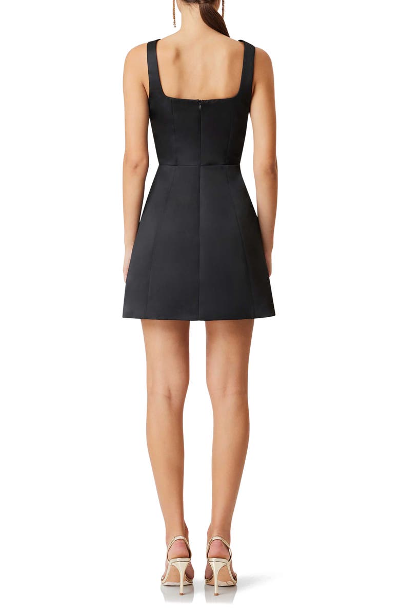 Elliatt Amelie Square Neck Duchesse Satin Cocktail Minidress, Alternate, color, Black