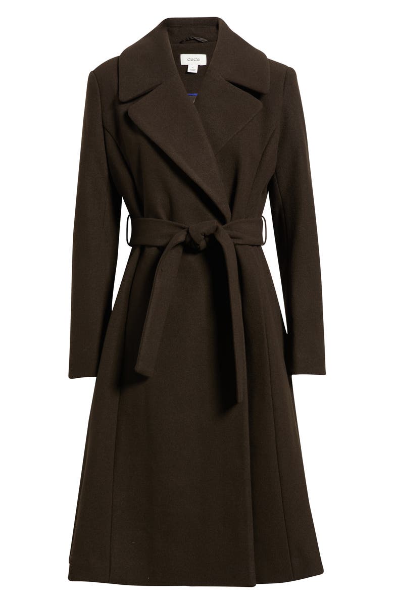 CeCe Single Breasted Bow Coat, Main, color, Chocolate