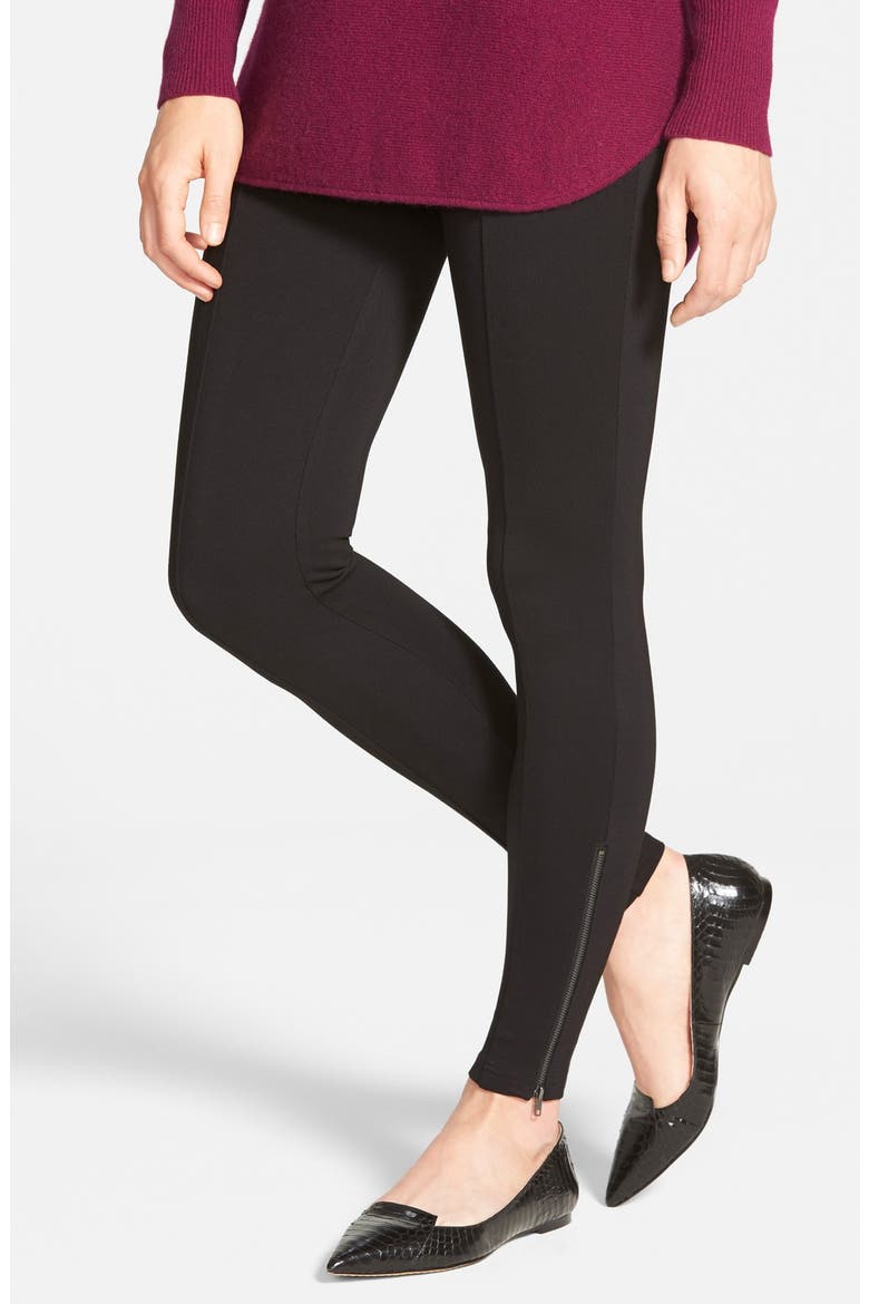 Zip Detail Leggings, Main, color, BLACK