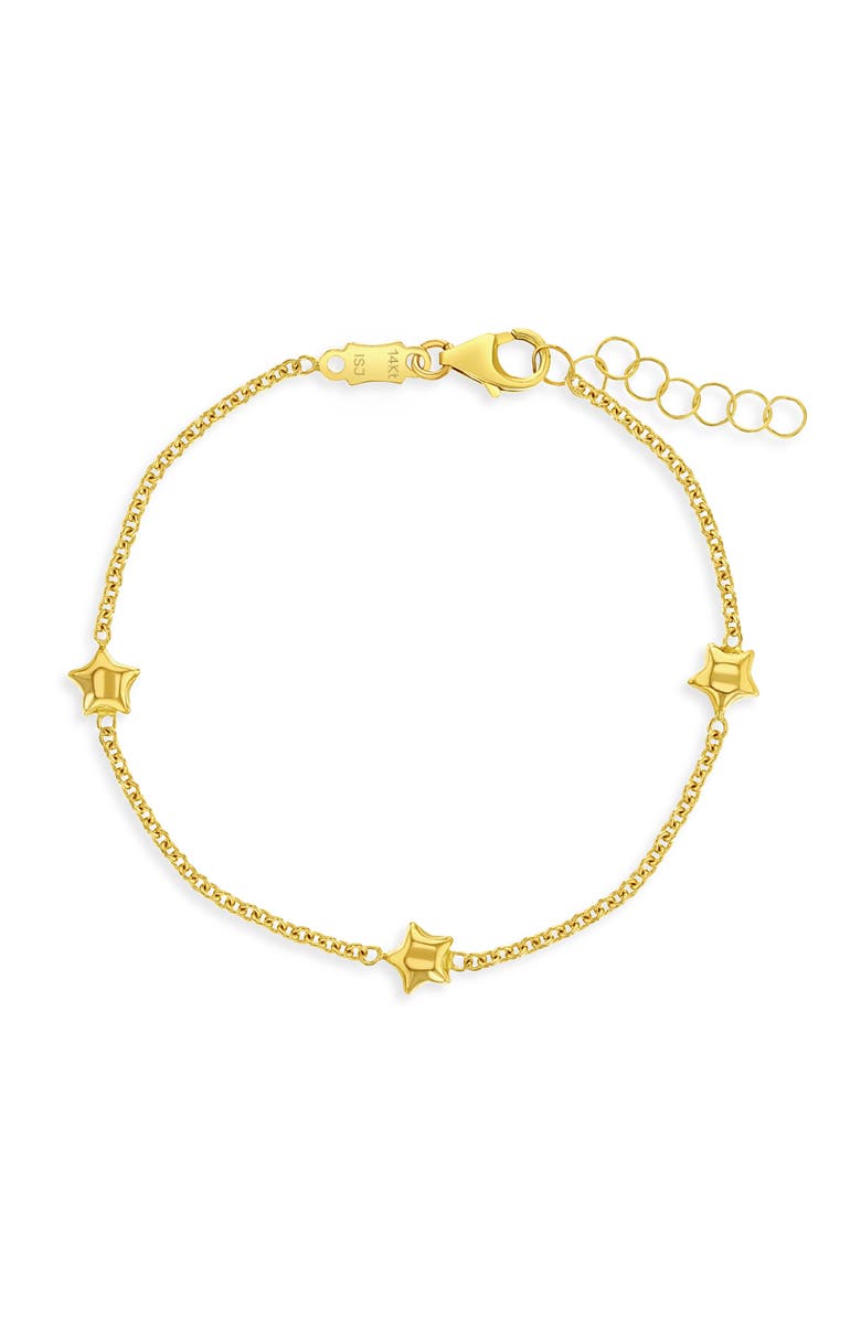 In Season Jewelry 14k Polished Puffed Stars Bracelet, Main, color,