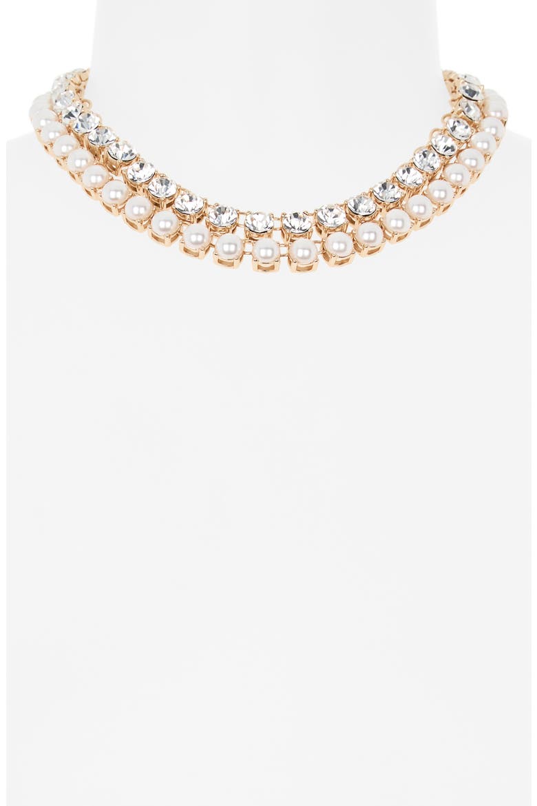 Set of 2 Crystal & Faux Pearl Necklaces, Alternate, color, GOLD/ CRYSTAL/ PEARL