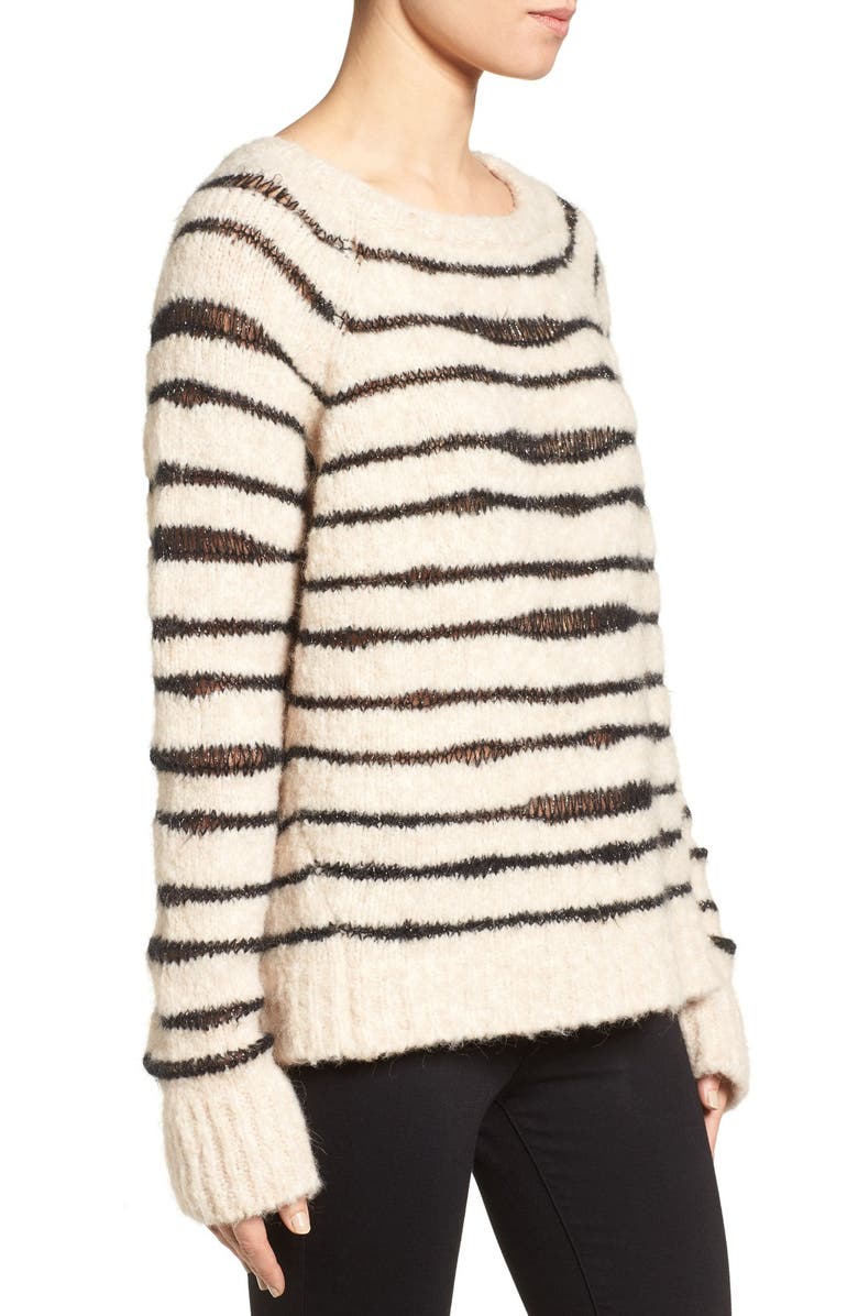 Zadig & Voltaire Kary Open Knit Stripe Sweater, Alternate, color,